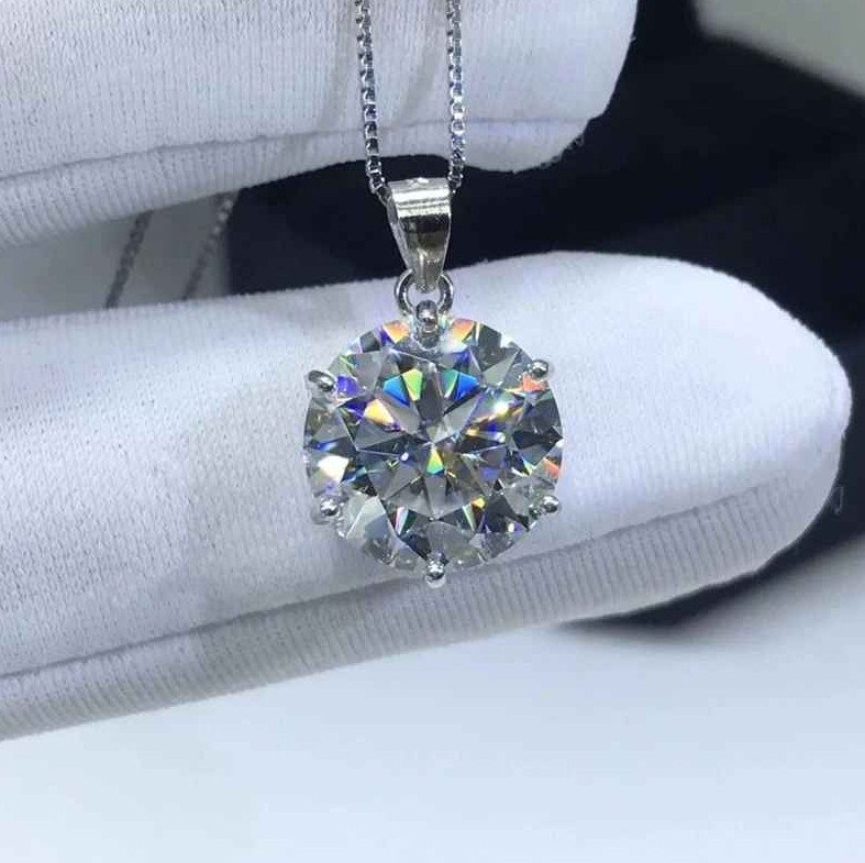 Multi-size Moissanite Simple Solitaire Pendant Necklaces for Women Neck Chains