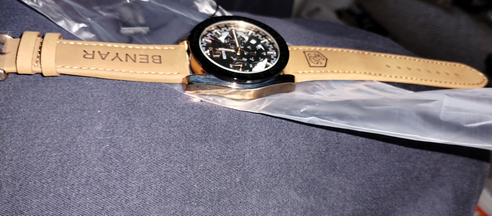 Benyar mens watch unisex L-Golden Black luxury Coffee look NEW
