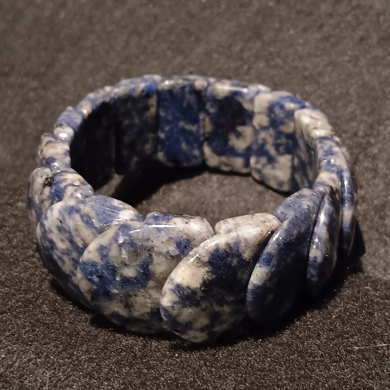 Sodalite Polished Bracelet Big Thick Chunky Designer Stretch To Fit