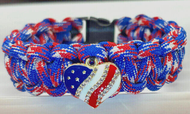 Red/White/Blue American Paracord Bracelet ~Veteran Made~