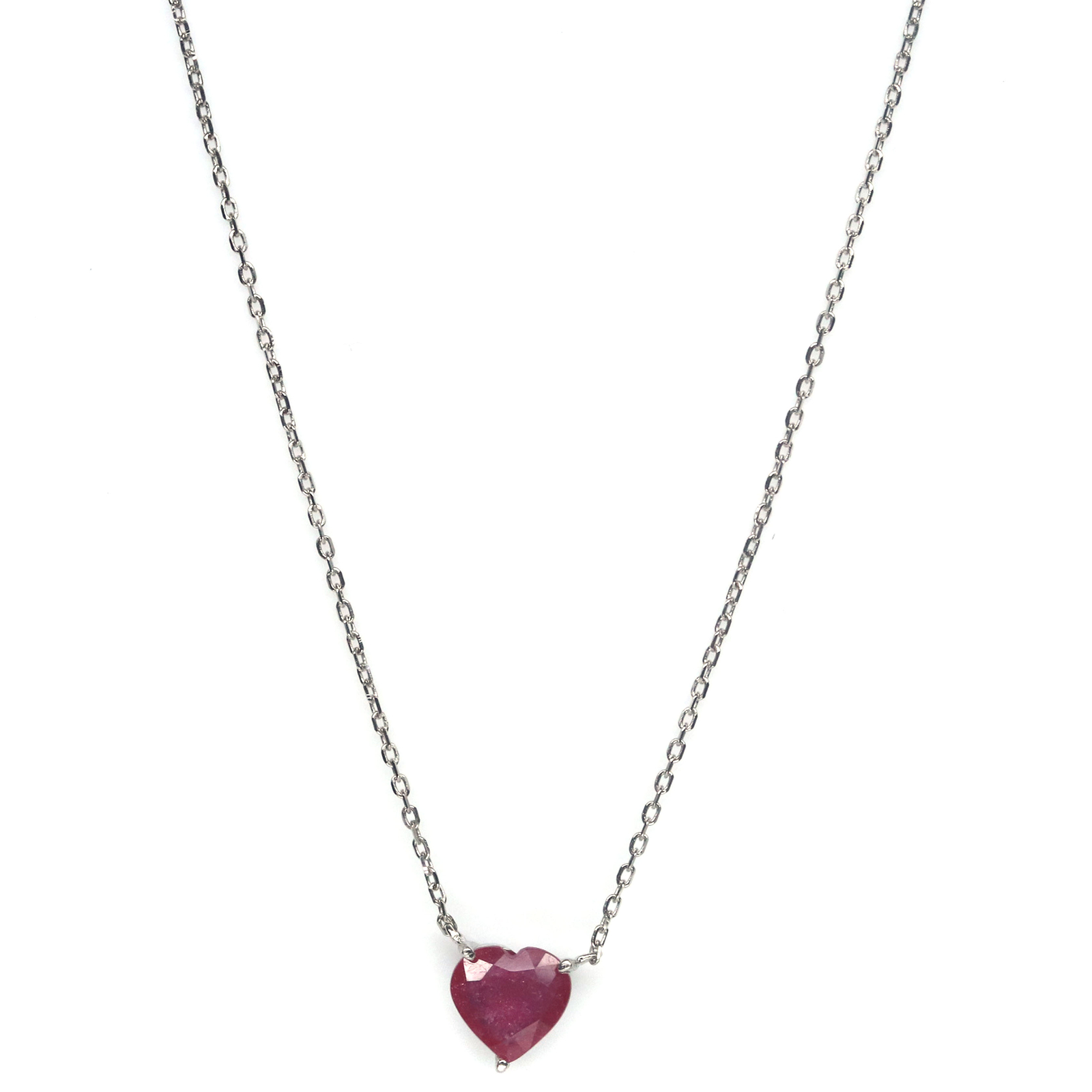 Heated Genstone 9 x 9 mm. Red Ruby Necklace 20.0″ 925 Sterling Silver