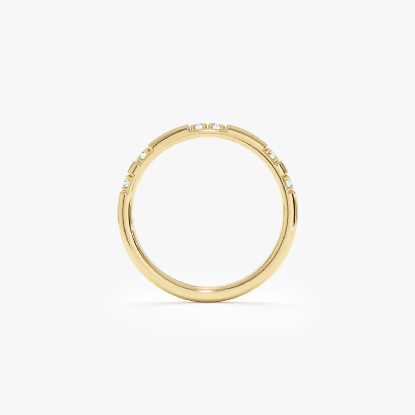 0.11 Ct Natural Round Cut Diamond Eternity Wedding Band Ring 14K Yellow Gold