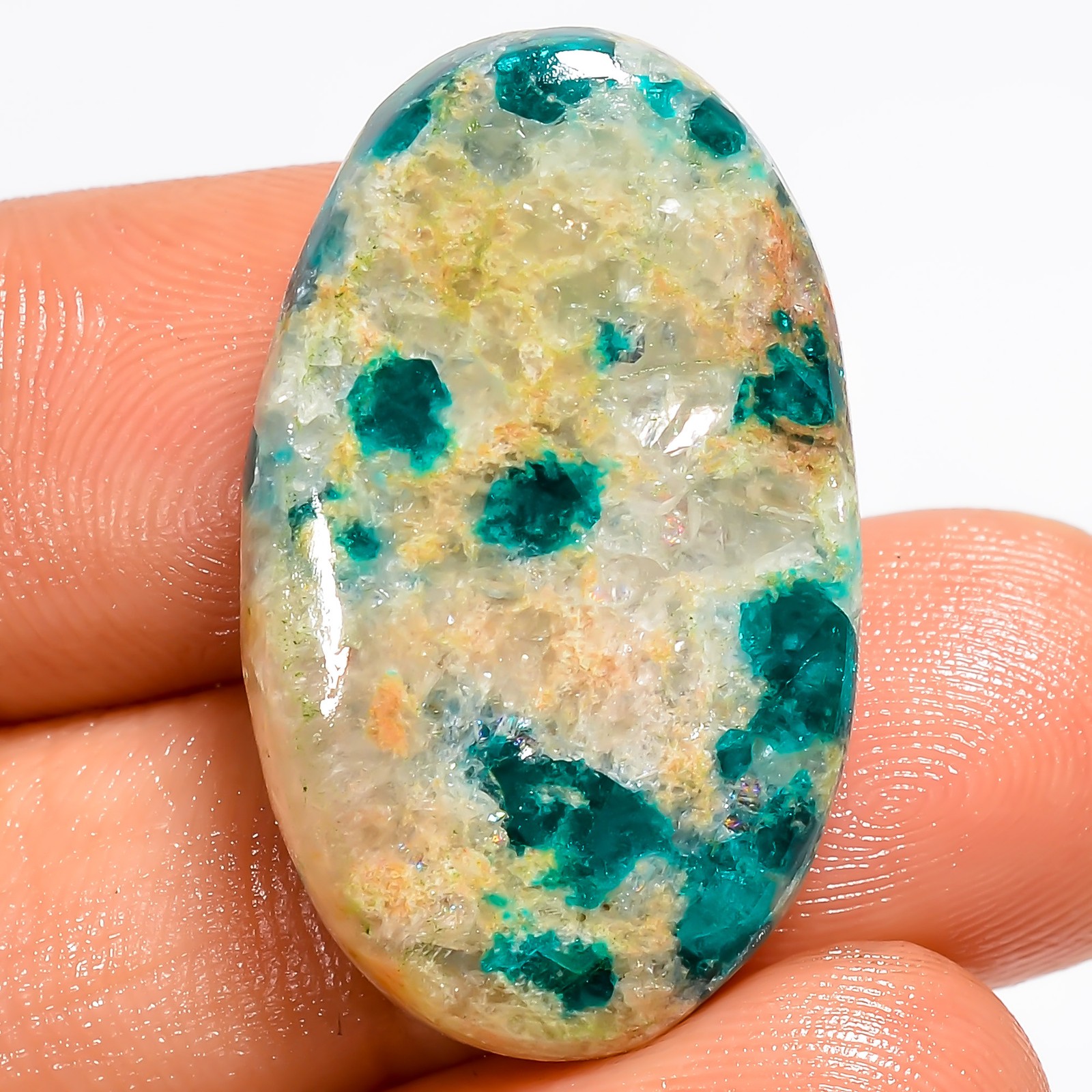 100% Natural Chrysocolla Oval Shape Cabochon Gemstone 25.5 Ct 28X16X5mm EE-54750