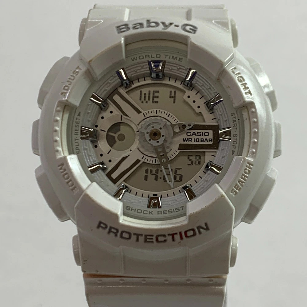 04w6224 Used CASIO BABY G Baby G BA 110 Quartz Wristwatch Analog Digital White H