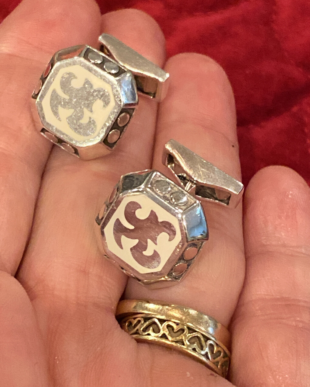 John Hardy Sterling DAYAK Cufflinks Enamel 925 RARE!