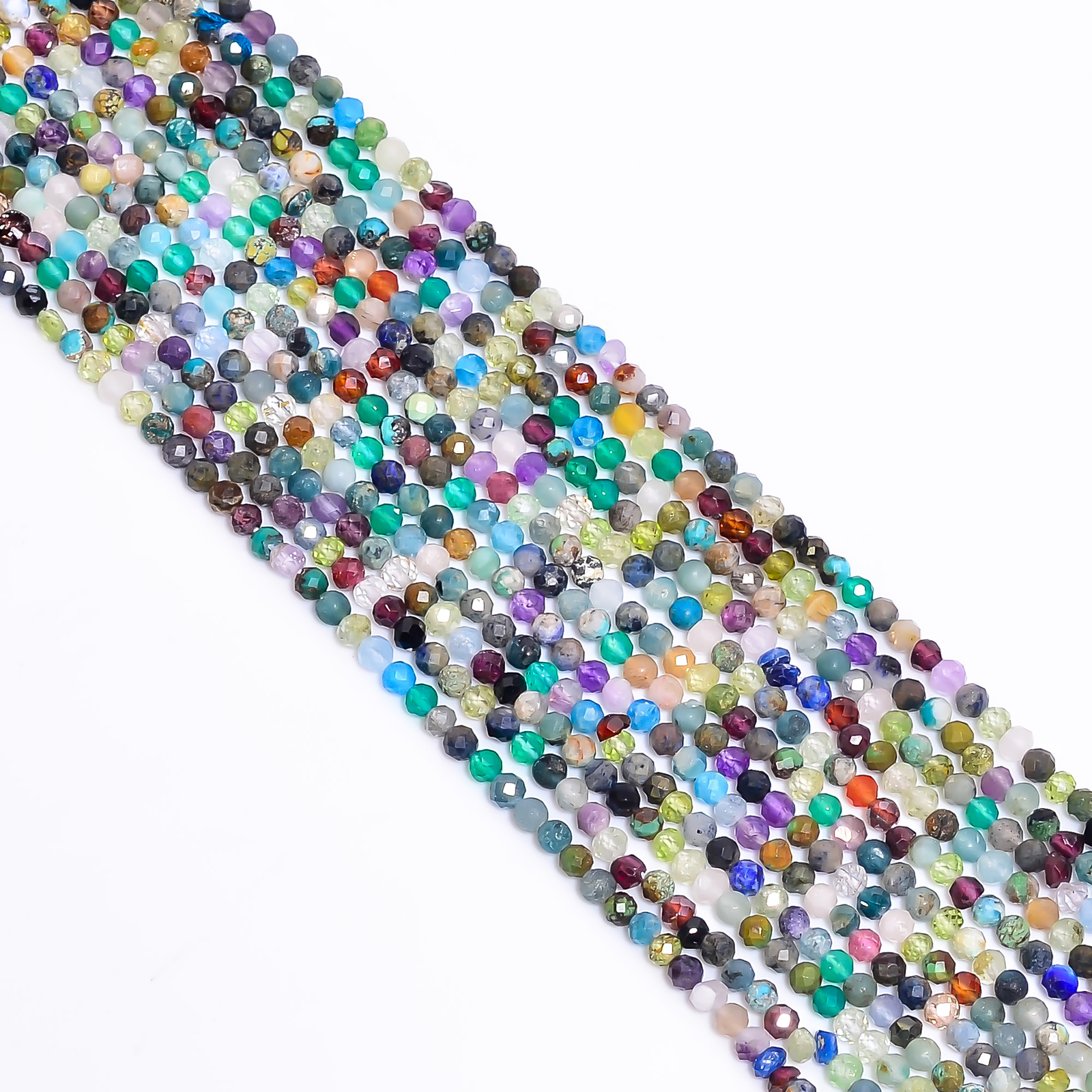 Multi Semi Precious Gemstone Round Shape Faceted Beads 3X3 mm Strand 12.5″ EB564