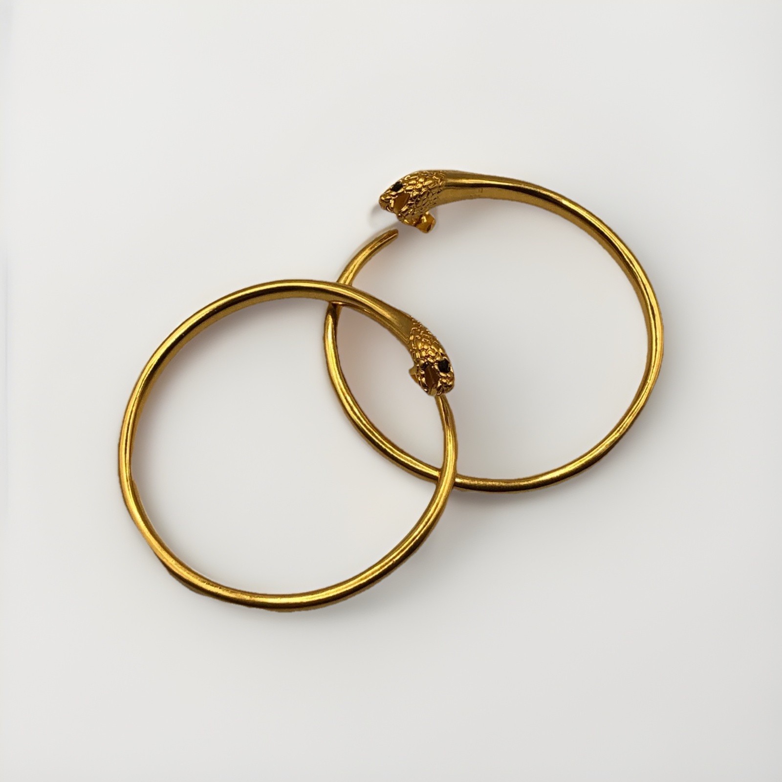 Céline Phoebe Philo Serpent Hoop Earrings • Gold Plated • Signed • Rare • 2.3 In