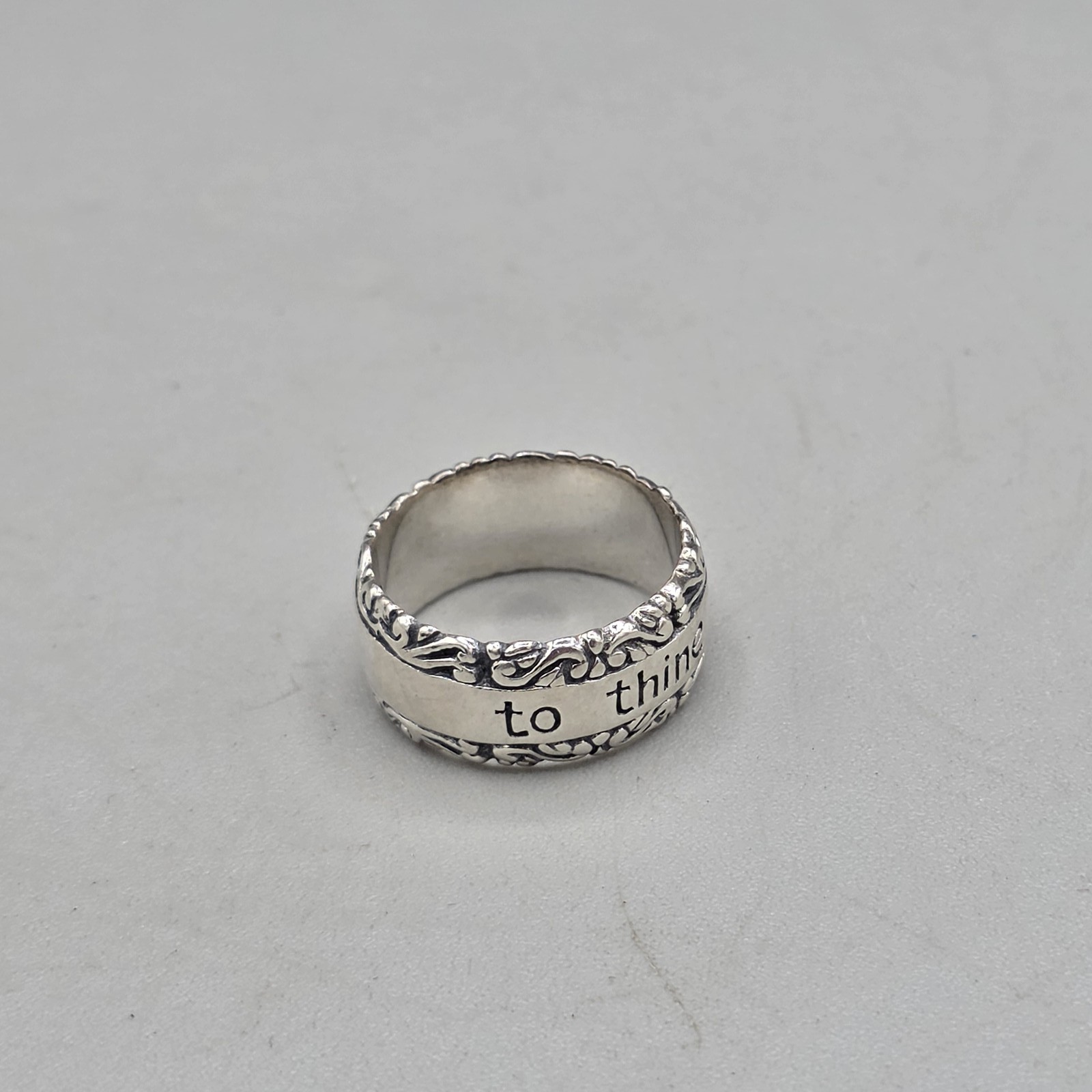 Sterling Silver 925 To Thine Own Self Be True Band Ring Size 8 Engraved 7.85g