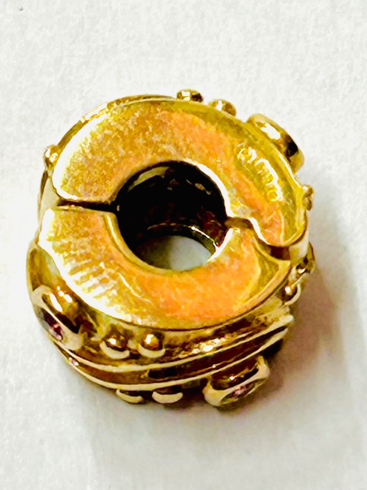 “Genuine PANDORA 14K 585 ALE Babbling Brook Ruby Clip Charm” 750418RU RETIRED