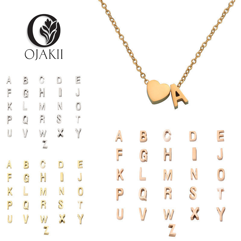Tiny Heart Initial Necklace Gold, Silver or Rose Gold Letter Pendant Adj 18-20″