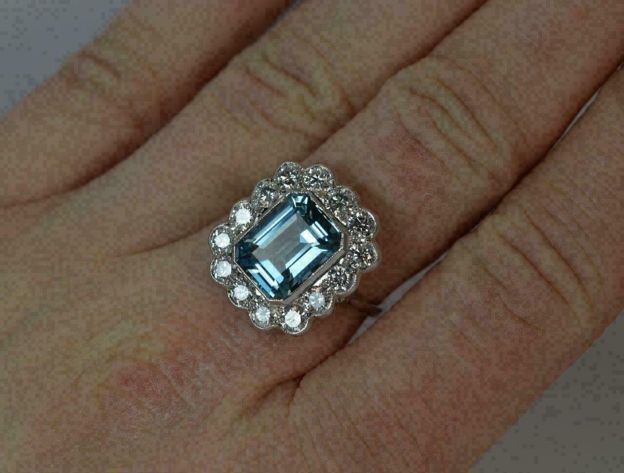2.5 Ct Simulated Aquamarine Silver Plated Aesthetic Vintage Style Women Ring