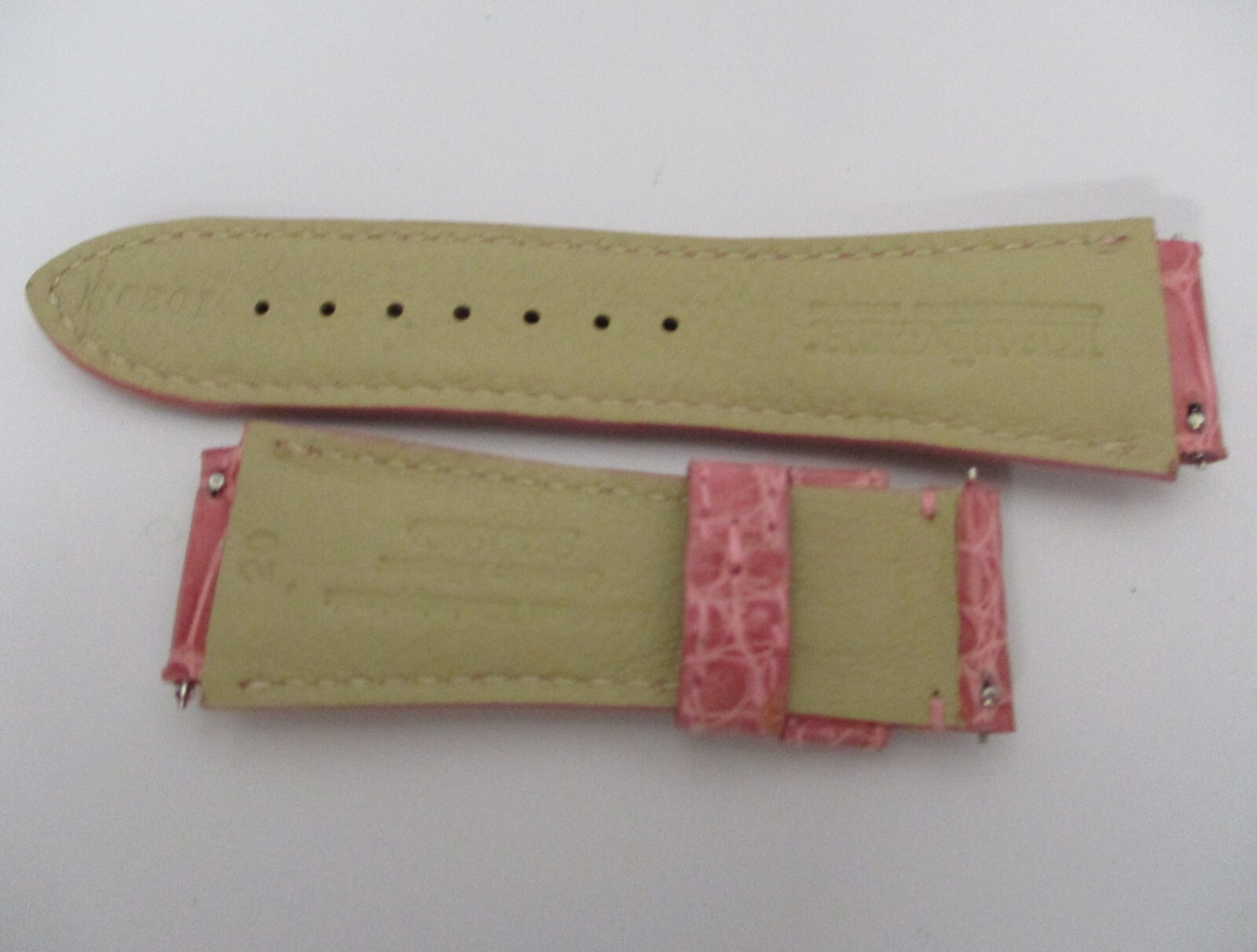 KRIEGER 20mm Lug-End Pink Alligator Leather Watch Straps 1020S 110+70mm w/3 Pins