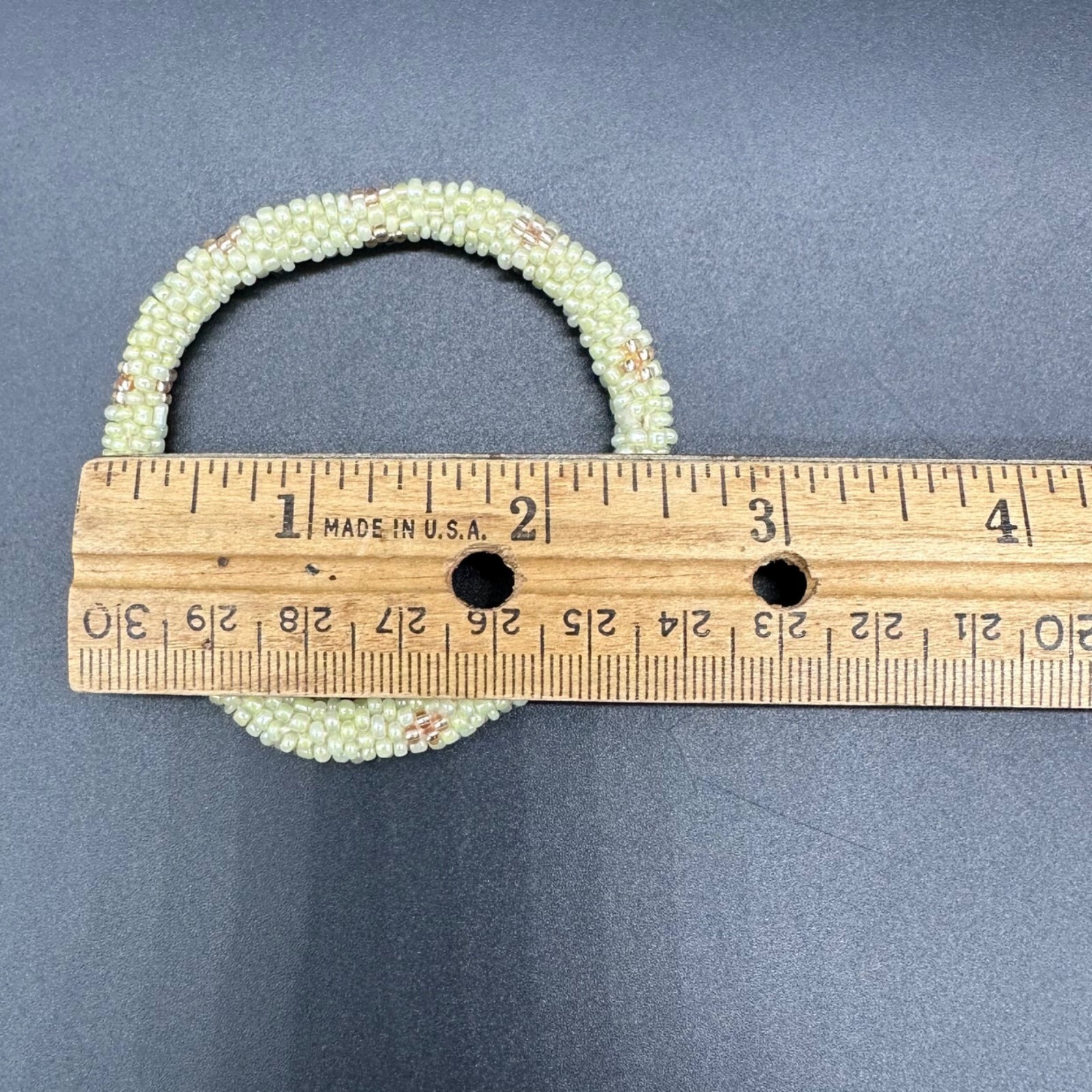 Vintage Seed Bead Bracelet Cream Champagne Handmade Small Wrist Estate Jewelry