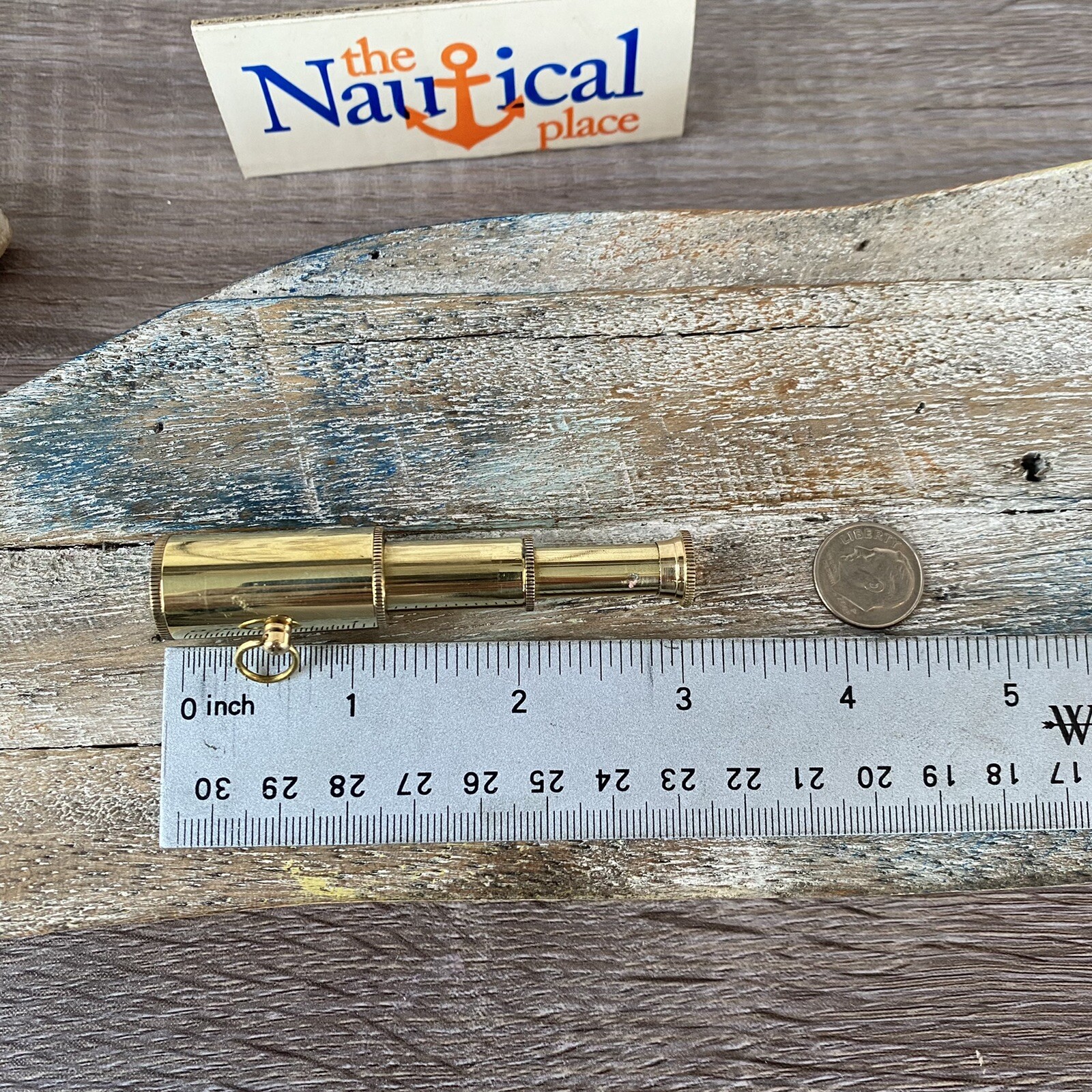 Brass Telescope & Compass Gift Set w/ Velvet Bag / Optional 27″ Chains -Necklace