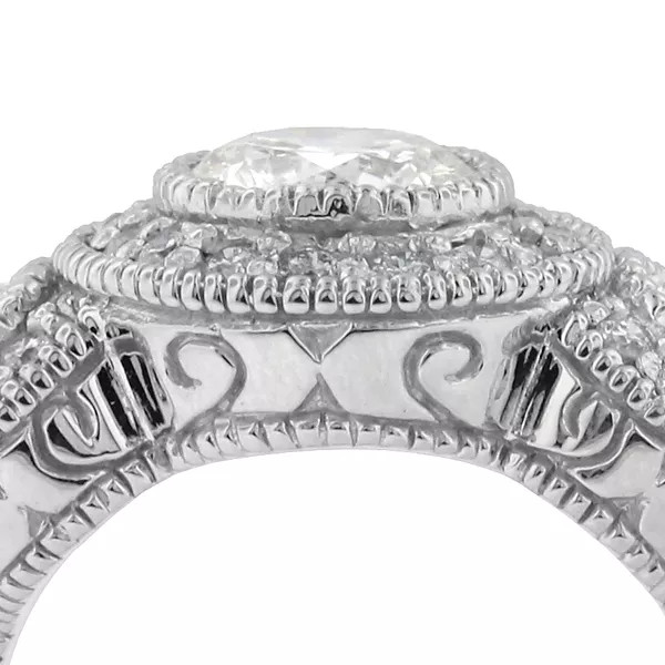 3-Stone Engagement Ring 14K Gold Vintage 2.14 CT Round Lab-Grown Diamond F VS1