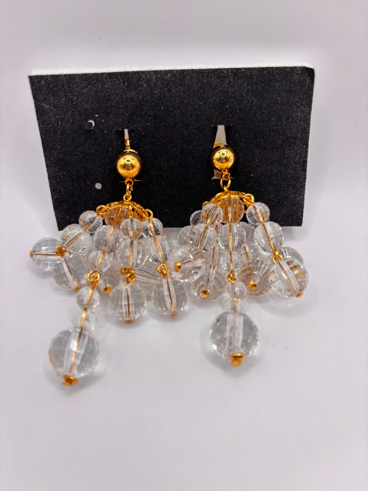 Avon Clear beaded Clip-on Dangle Earrings