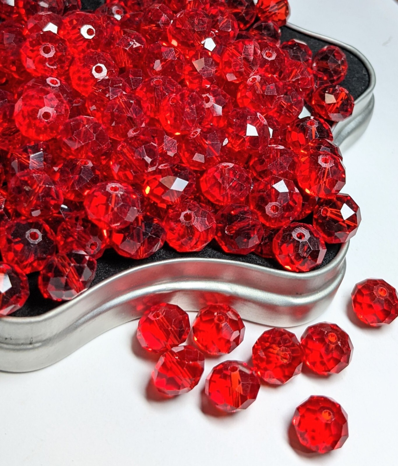 Crystal Beads 8mm Beads for Jewelry Making Bulk 180 pcs Red Roundelle