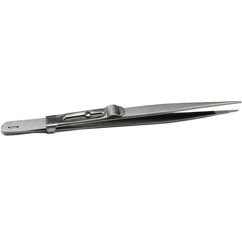 Diamond Stone Tweezers Locking Jewelry Tweezer Slide Lock Medium Tip