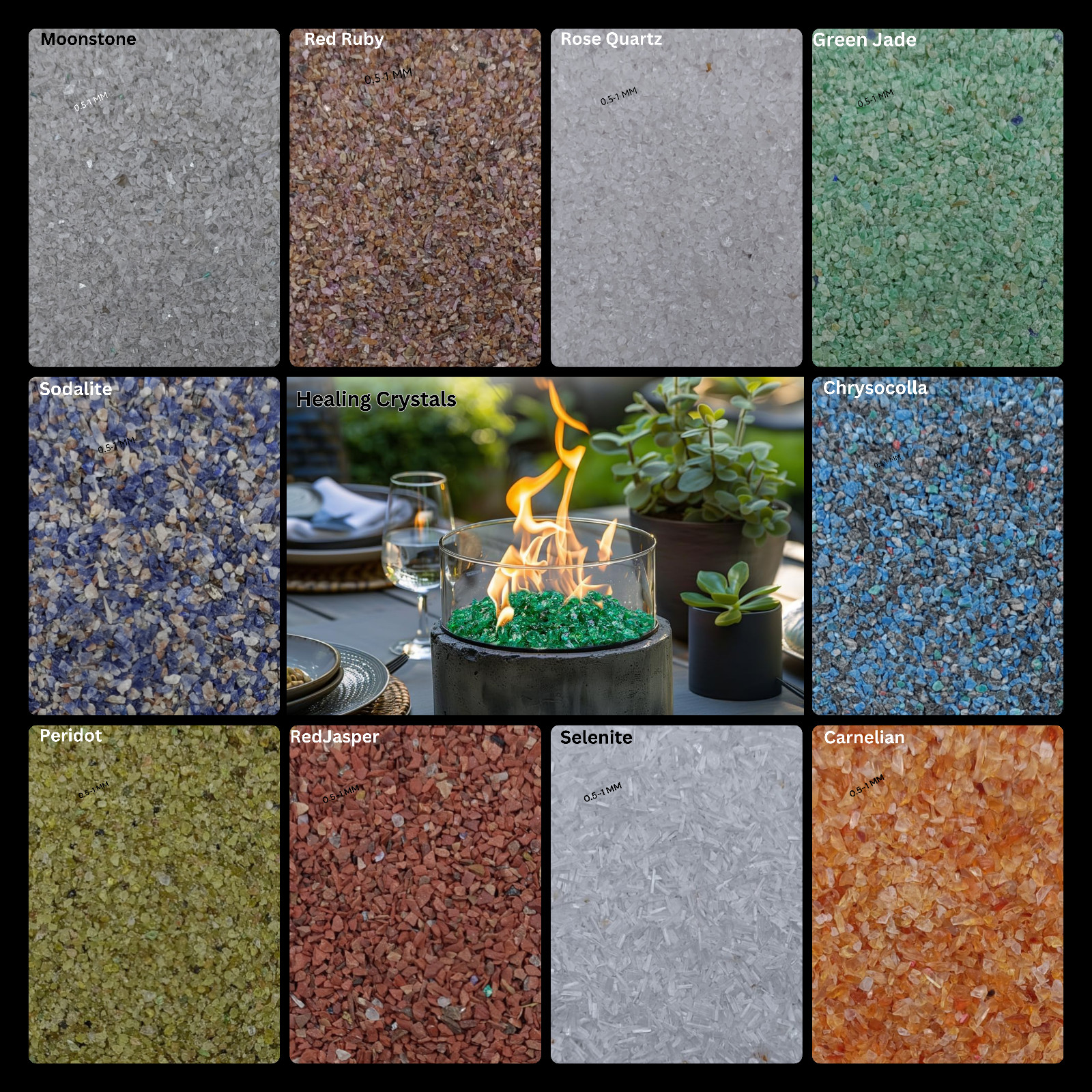 Crushed Gemstone Coarse 75+ Stone 0.5-1 MM Crushed For Ring & Woodworking Inlays