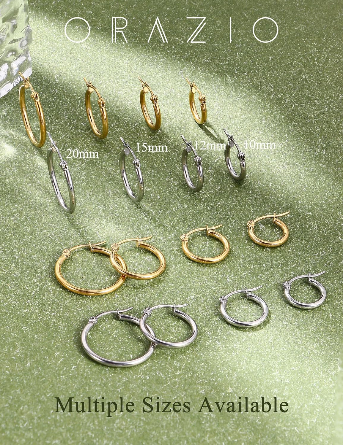 4 Pairs Stainless Steel Hoop Earrings Set Cute Huggie Earrings for Women,10Mm-20