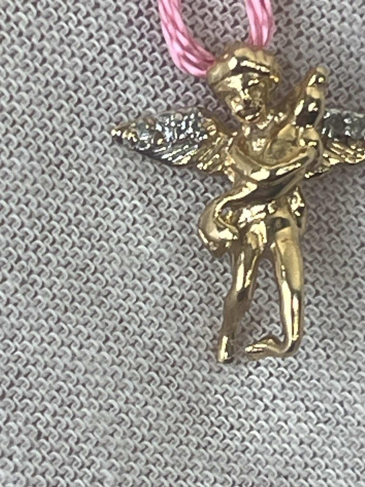 vtg made in Italy 2 gram 14k gold/6Diamond guardian angel pendant sparkly