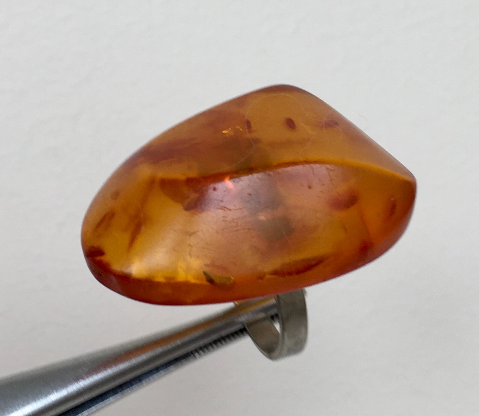 Ring made of Natural Amber Cupronickel USSR period Size 8 18.25 mm 8.86 gr