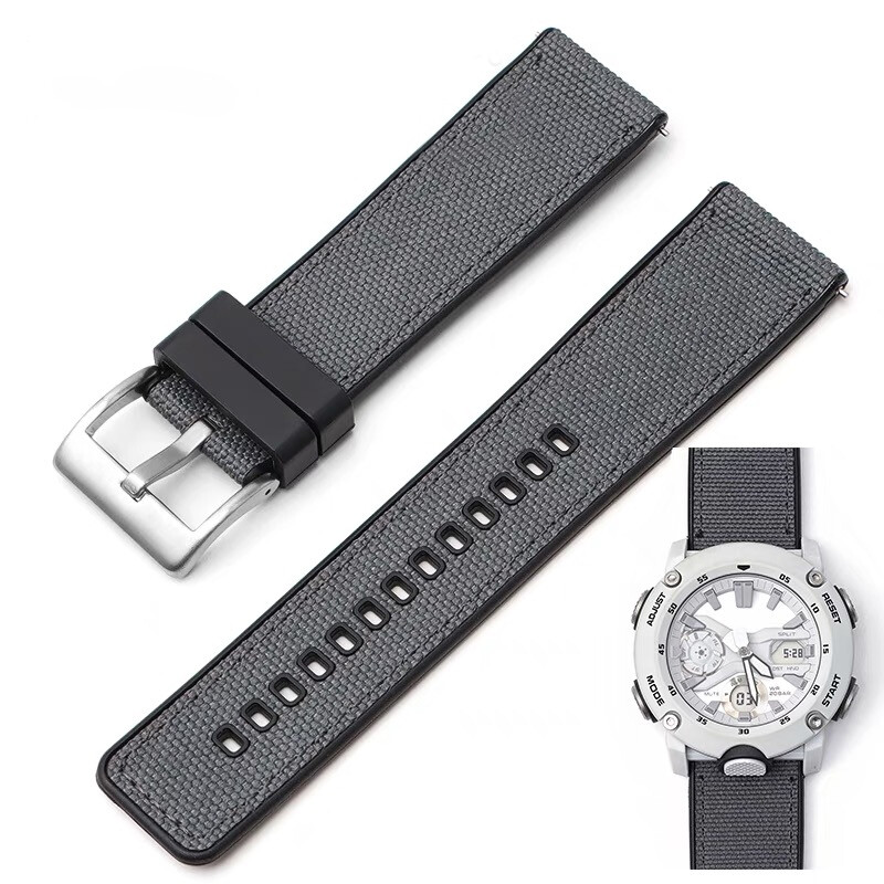 Nylon + Rubber Strap For G-SHOCK PRG-600 PRG-650 GA-2000 Watch Band Replacement