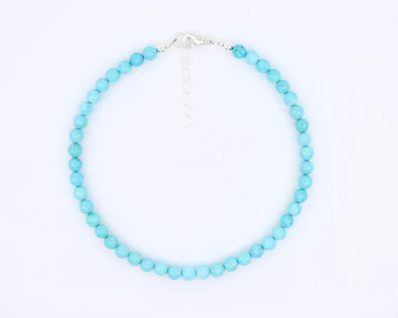 Large 8mm Round Robin’s Egg Blue Sleeping Beauty Turquoise Necklace Choker