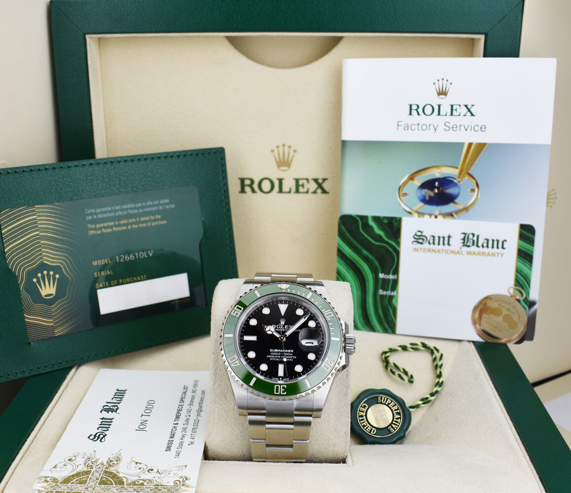 ROLEX 41mm 2023 SS SUBMARINER MK 2 Green Bezel “KERMIT” 126610LV SANT BLANC