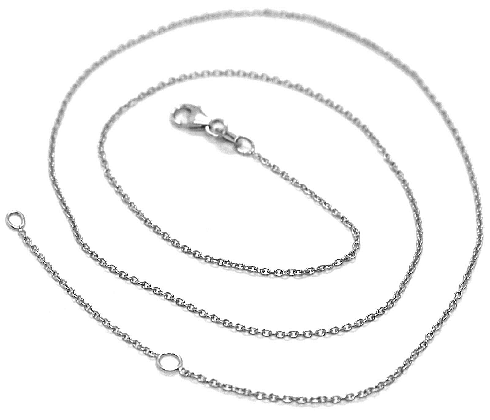 18K WHITE GOLD CHAIN, 1.0 MM ROLO ROUND CIRCLE LINK, 17.7 INCHES, MADE IN ITALY