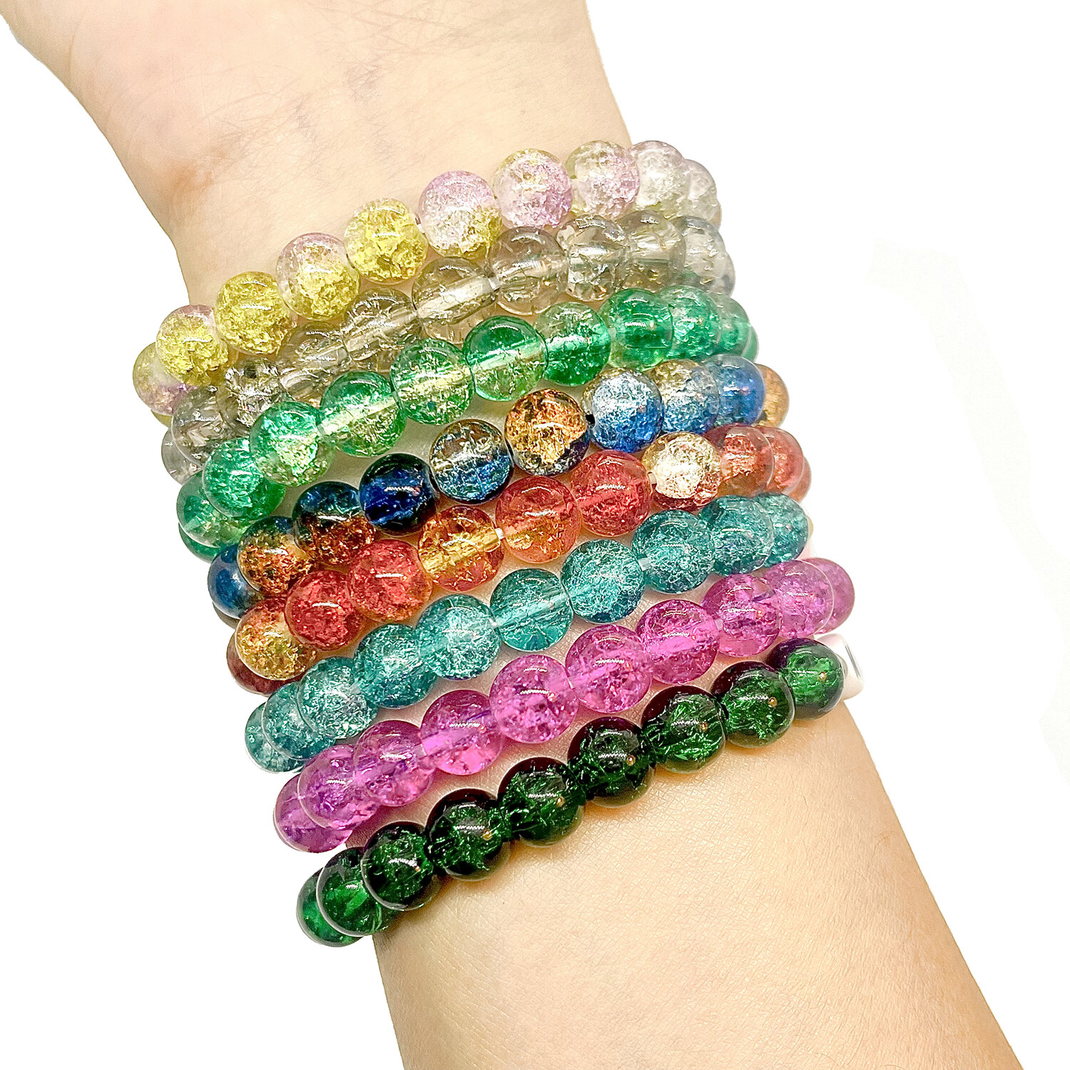 Magik Custom Personalized Name Mama Bracelet Crackle Lampwork Glass Beads Gift