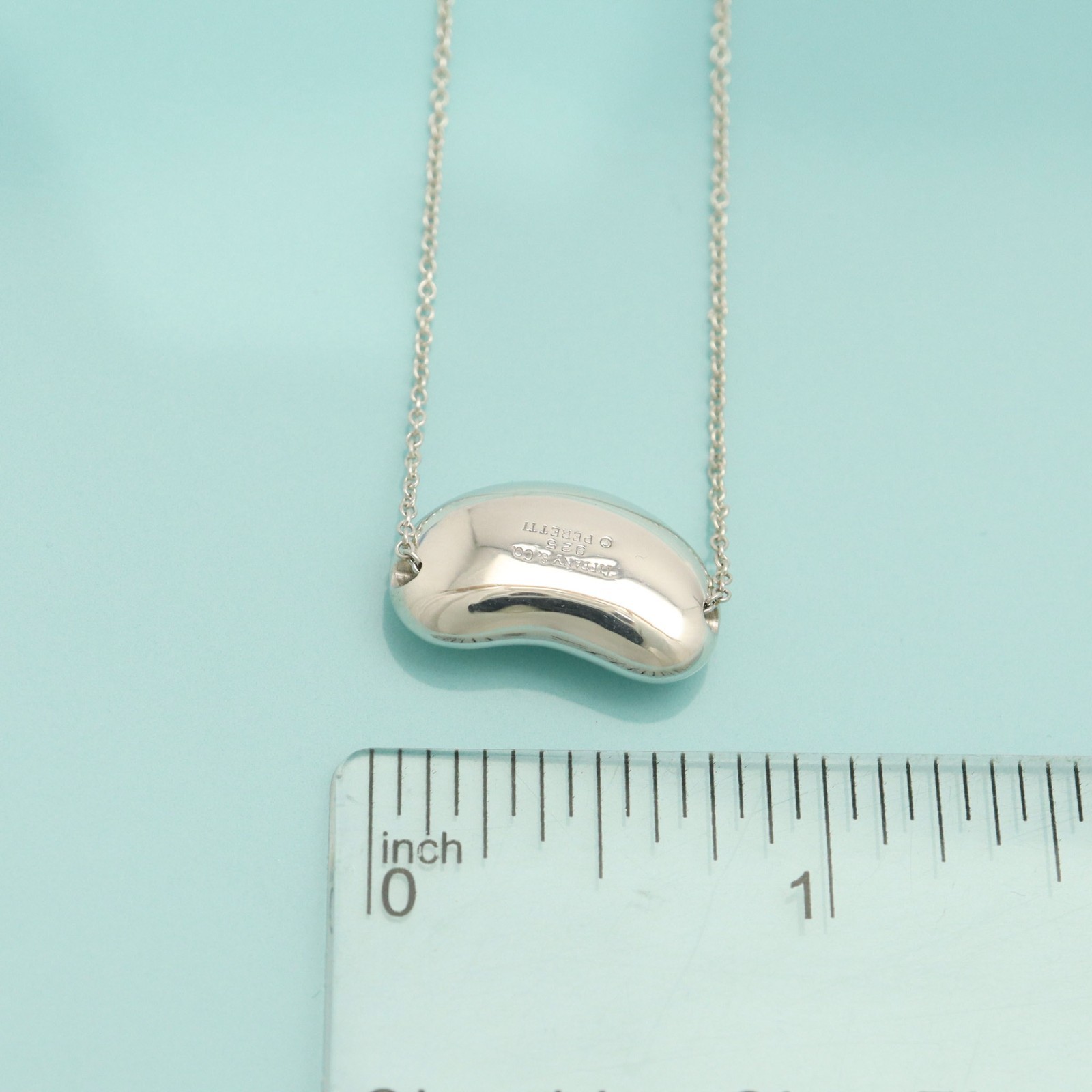 Tiffany & Co. Elsa Peretti Large 19mm Bean Pendant Necklace 17.7″ Silver 925