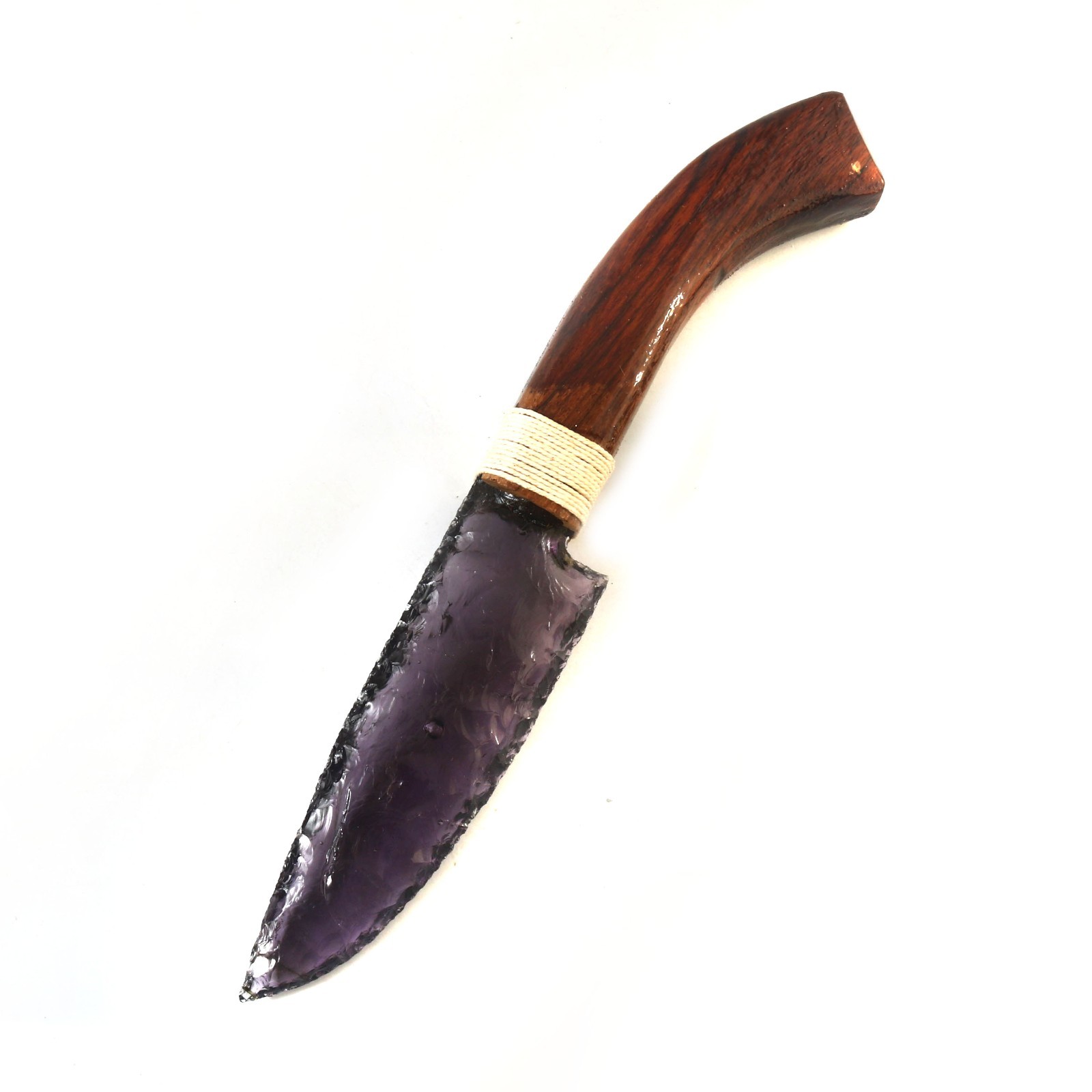 10″ Purple Amethyst Crystal Knife – Handmade Crystal Blade with Wooden Handle