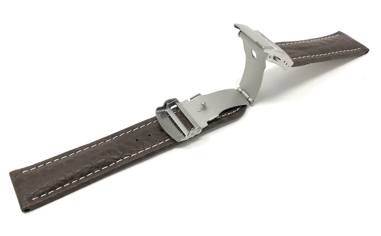 20mm Top Grain Leather Deployment Watch Band for Armand Nicolet JH9 Datum, MH2