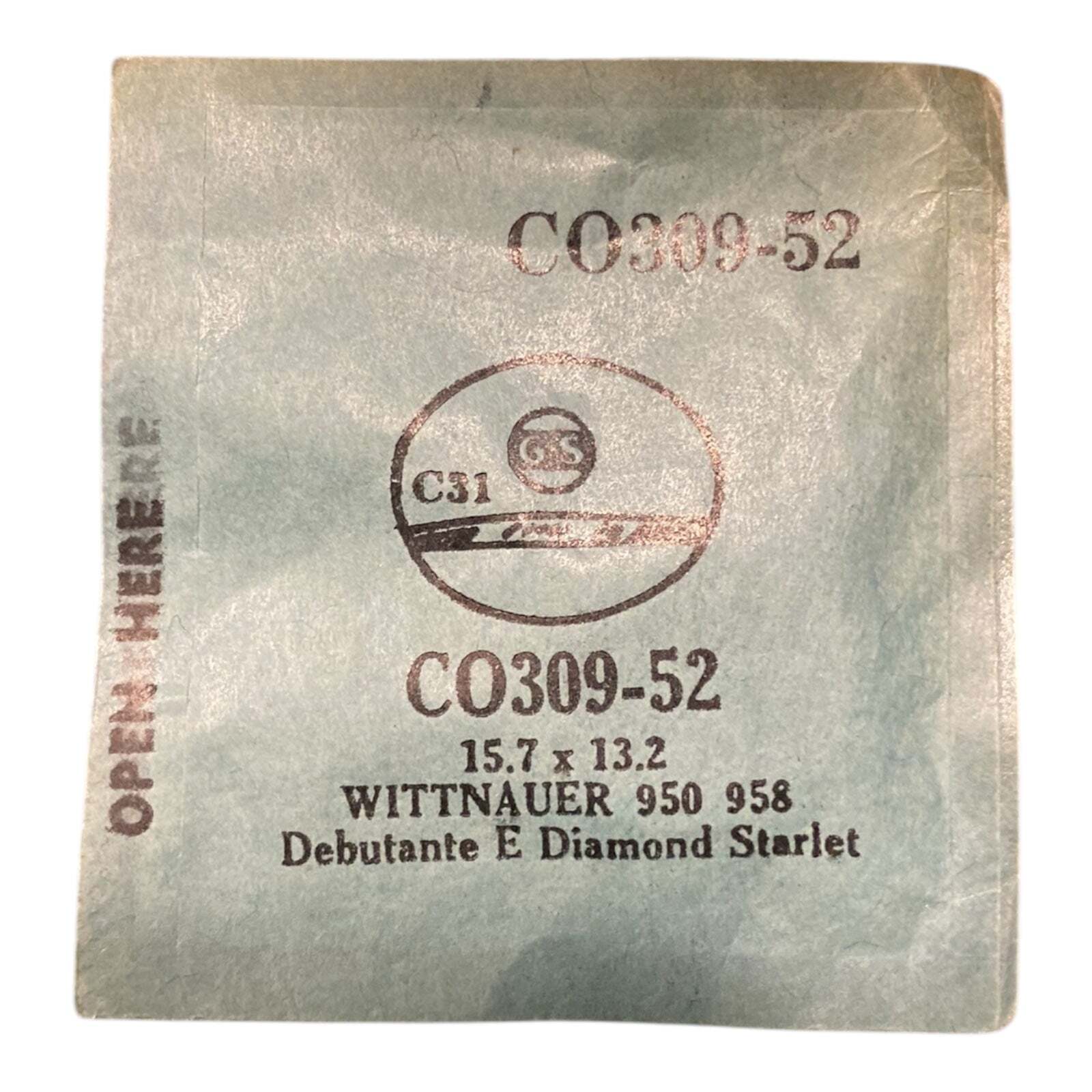 Germanow-Simon Mach (GS) CO309-52 Watch Crystal 15.7×13.2 NOS Part Wittnauer