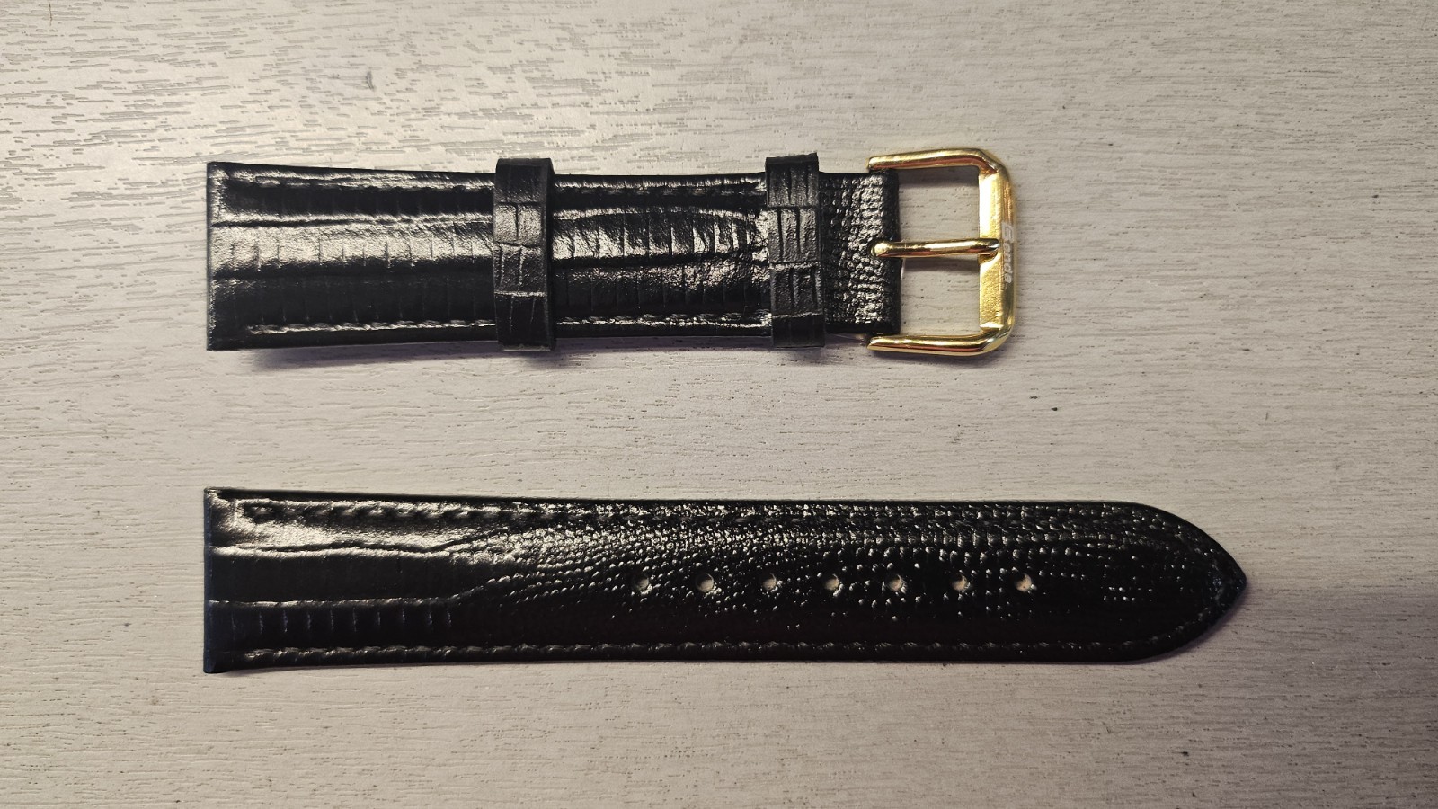 Banda 133 Teju Lizzard Pattern Black Leather Watch Band 16mm to 22mm