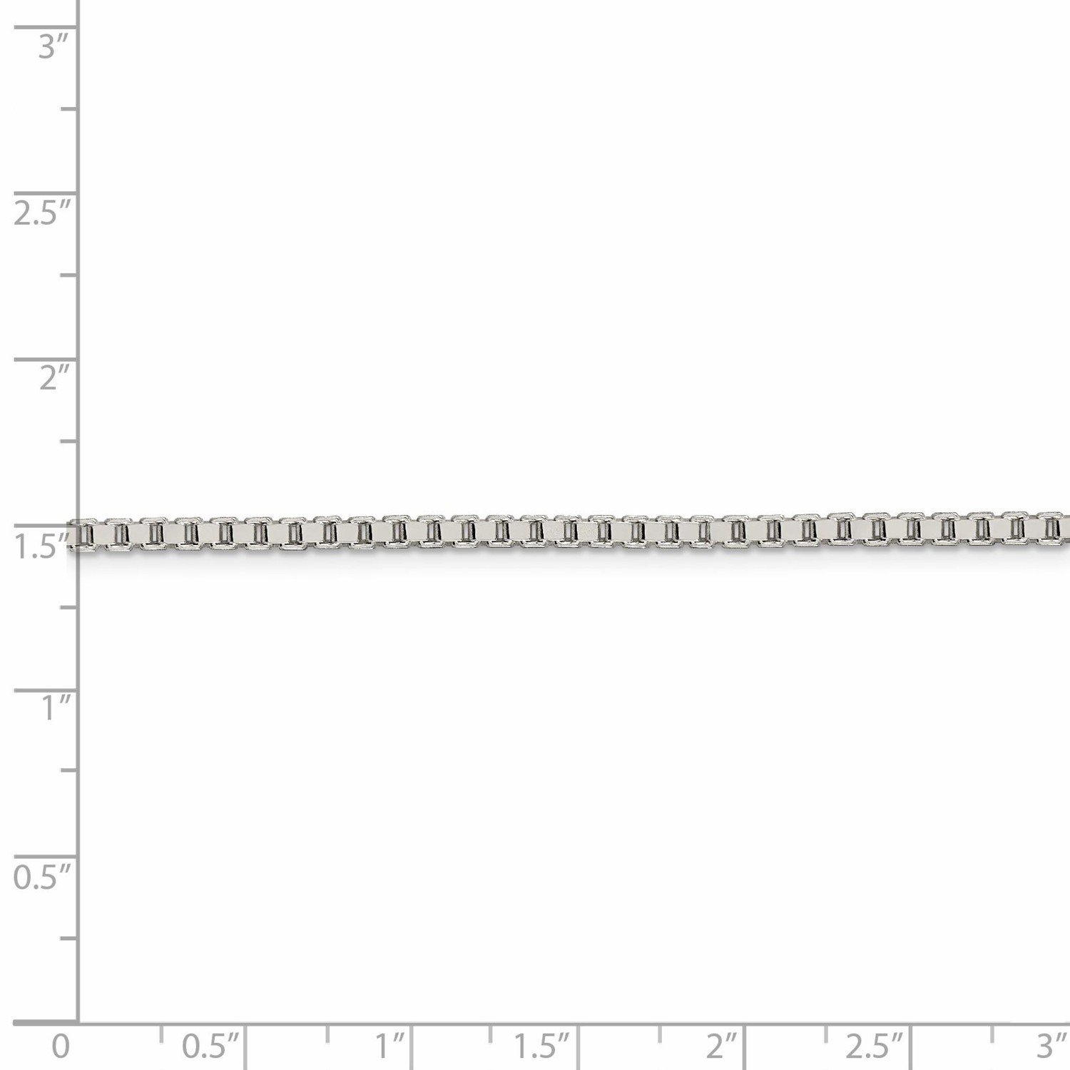 Sterling Silver Solid Polished 2.5mm Plain Box Chain w/ Lobster Clasp 16″ – 30″