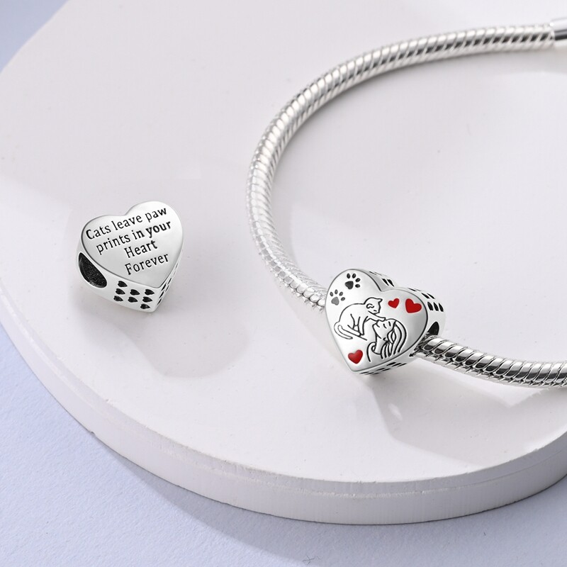 MULA New European Silver Plated Charm Enamel Girl Cat Heart For Women Bracelet