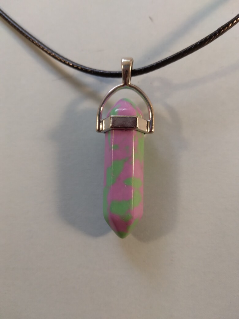 Green and Lavender Gemstone 17 1/2 – 19 1/2 inch Black Cord type necklace 249154