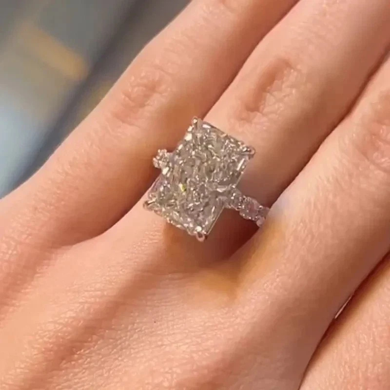RARE 5.30 Ct Radiant Cut Certified White Diamond Silitaire Ring 925 Silver