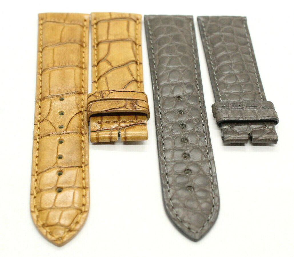 New Genuine Alligator Leather Band Brown and Gray Color 22 mm x 20 mm Strap