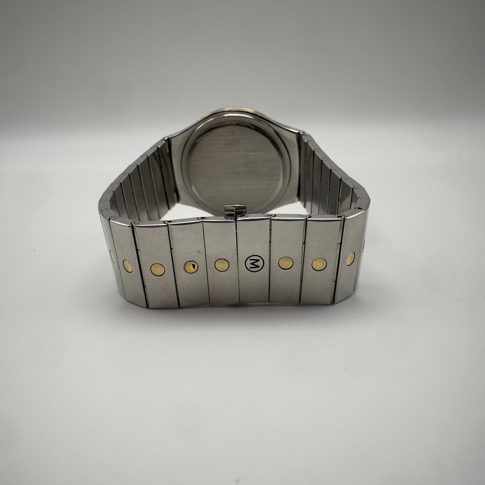 Vintage Two-Tone Movado Museum Black Face Watch 34mm
