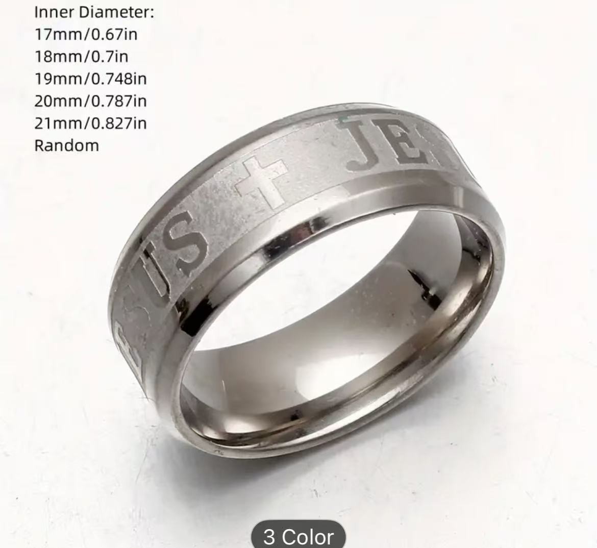 36pcs LOT Stainless Steel Ring White Gold Cross I Love Jesus Men(USA seller)