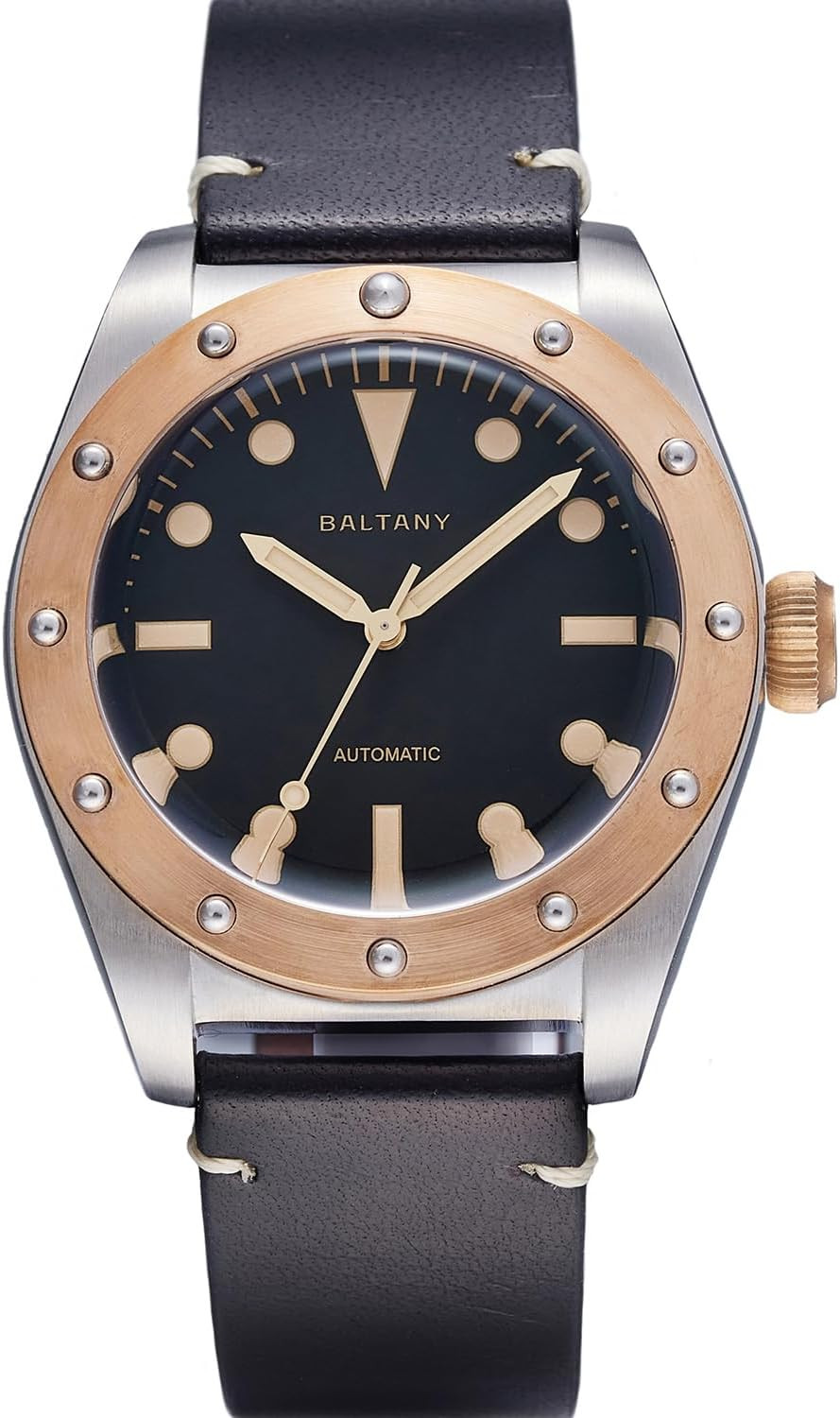 Men’s Vintage Bronze Automatic Watch – 40mm Stainless Steel NH38 Movement