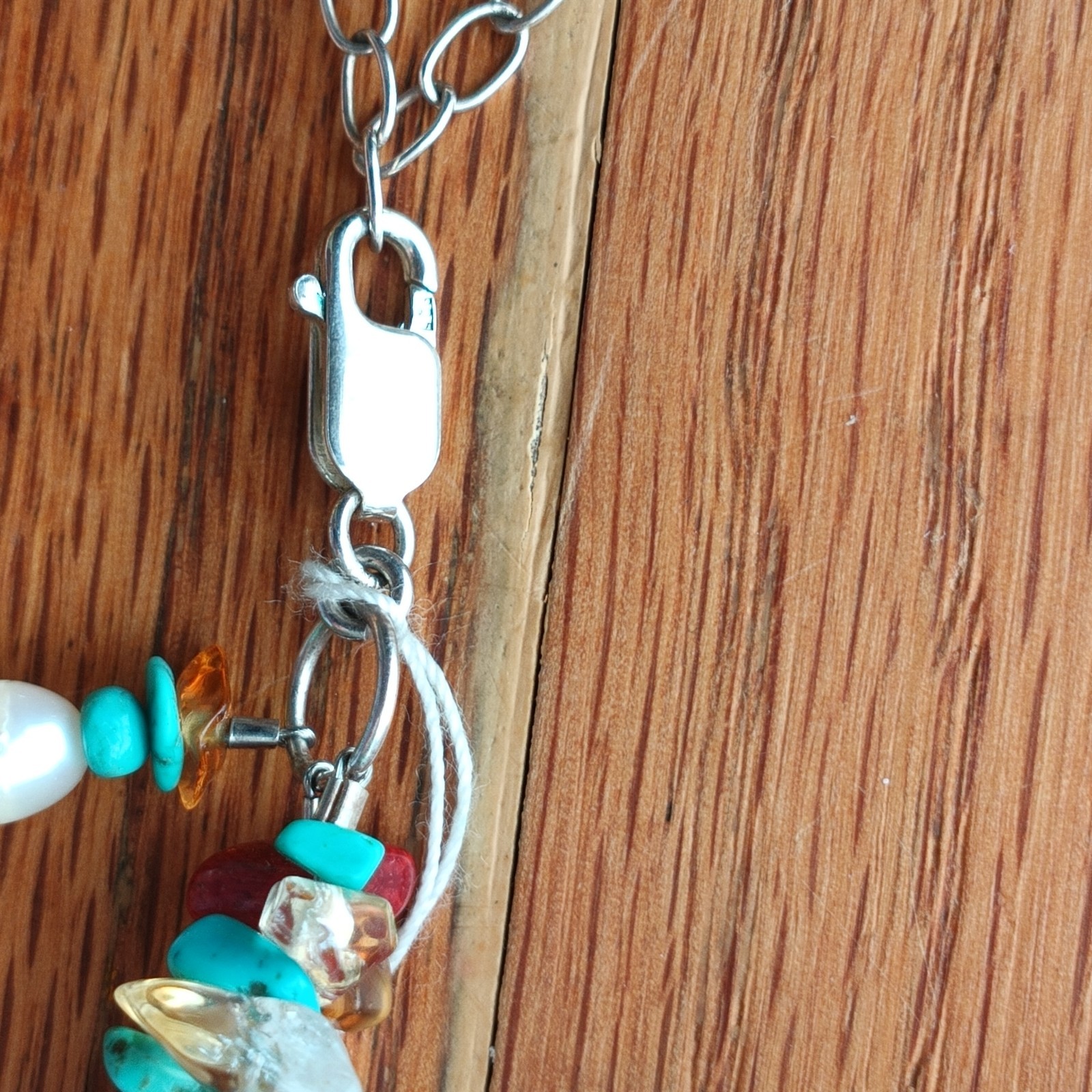925 Silver Turquoise Coral Amber Pearls Necklace and Bracelet