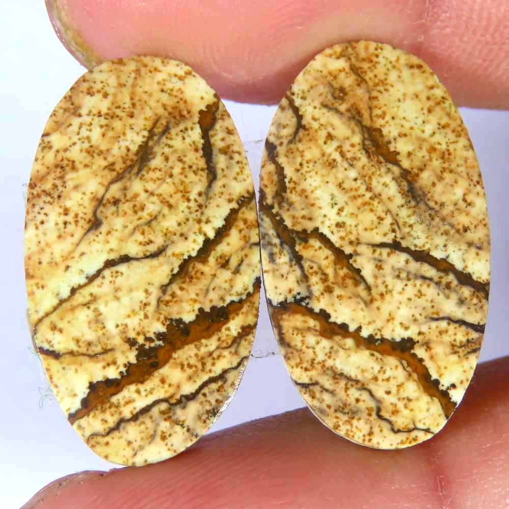 17.50Cts.100%Natural Designer Picture Jasper Pair Oval Cab 13x23x3mm Gemstone
