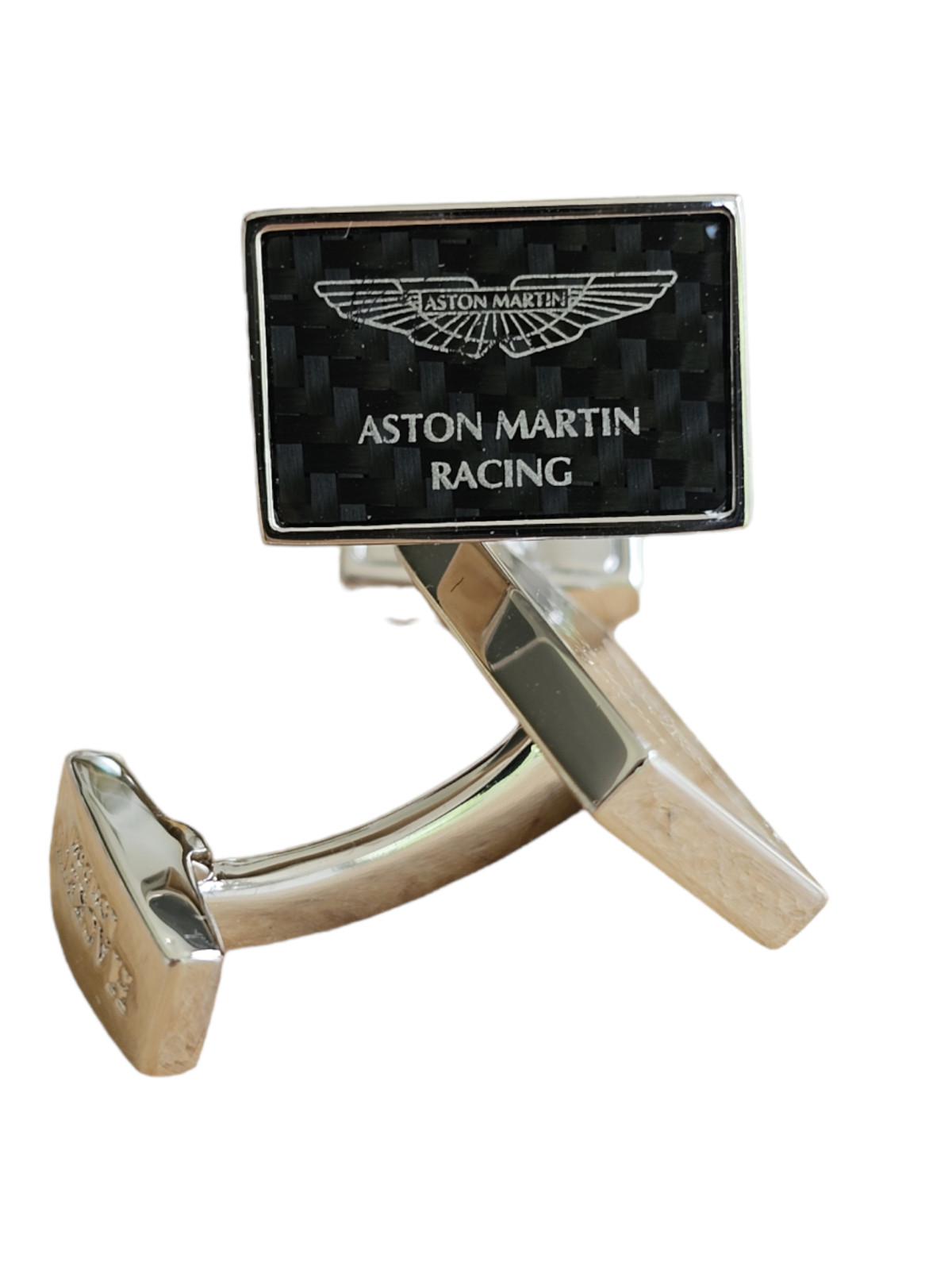 HACKETT (Aston Martin Racing) Silver Plated Black Cufflinks – Made in UK