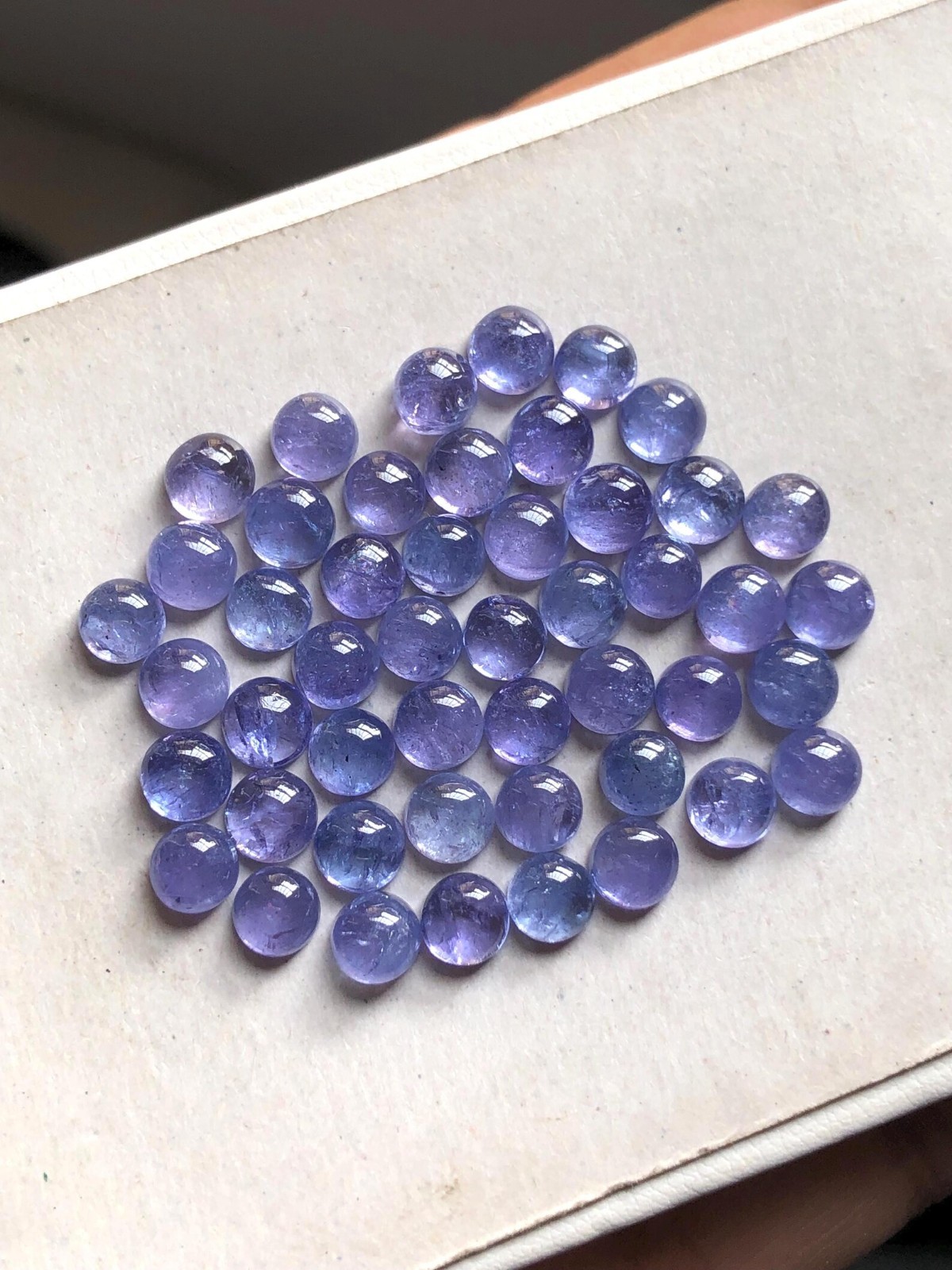 10 Piece AAA Tanzanite Cabochon Gemstone: 5mm Round, Natural Violet-Blue Gems