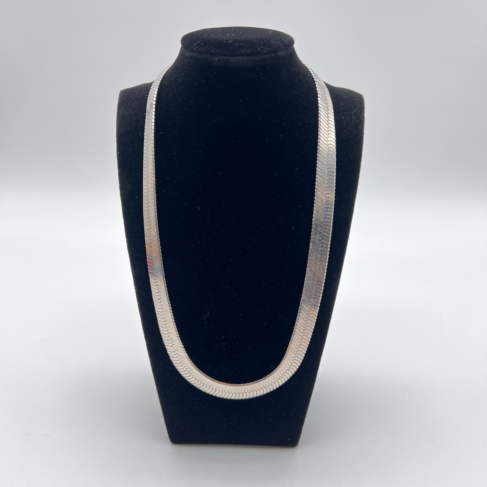 Solid 925 Sterling Silver Italian Herringbone Flat Chain Necklace 20″ 51.2g