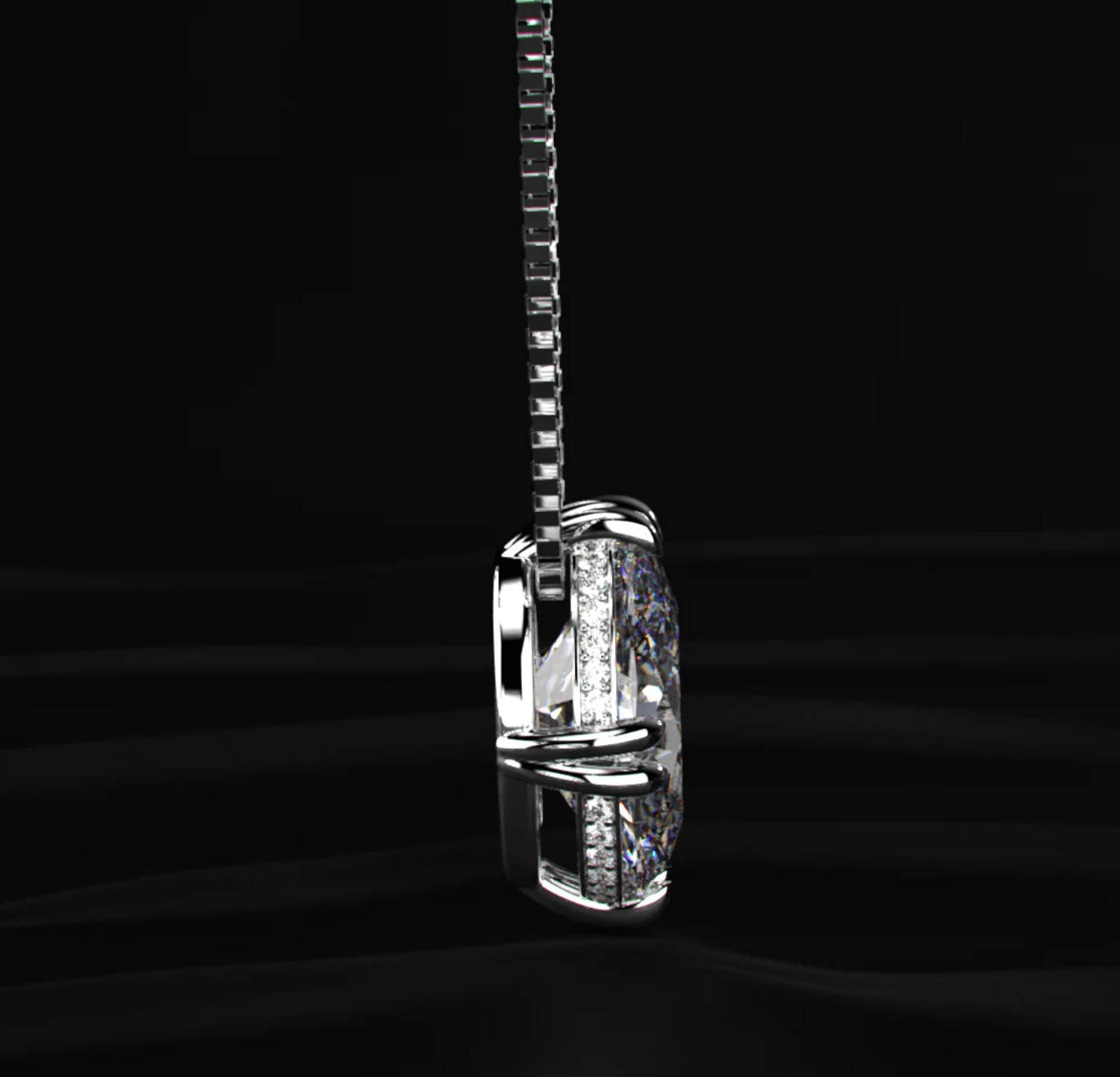 925 Silver, White Diamond Solitaire Pendant, 9 Ct Certified Treated-Elegant Look